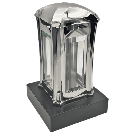 Grablaterne EMSL06 aus Edelstahl auf Granitsockel poliert_Black