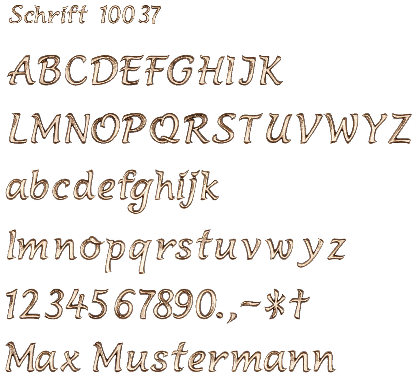Schrift aus Bronze oder Aluminium Grabschrift 1037 wetterfest