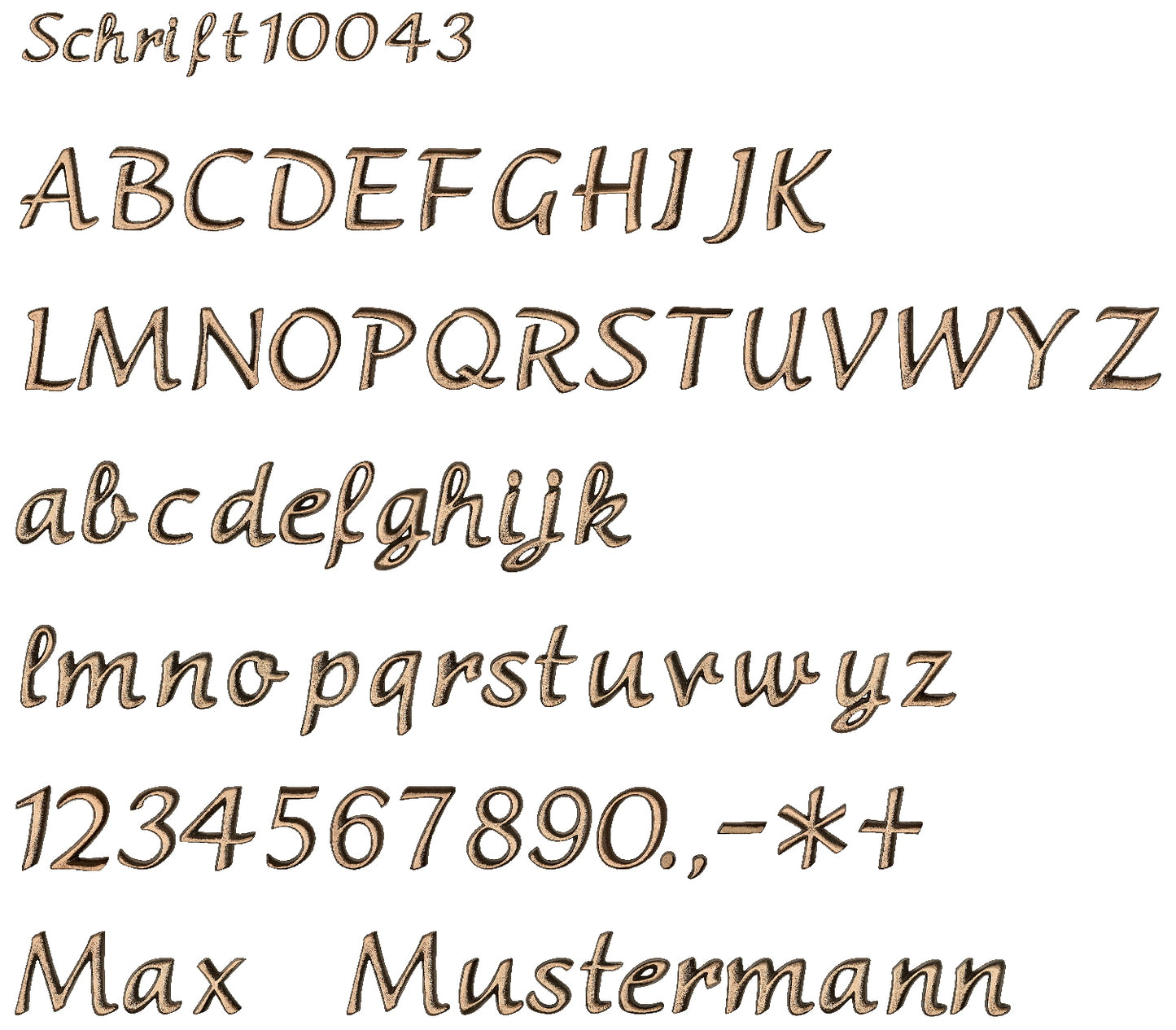 Schrift aus Bronze, oder Aluminium Grabschrift 1043 wetterfest