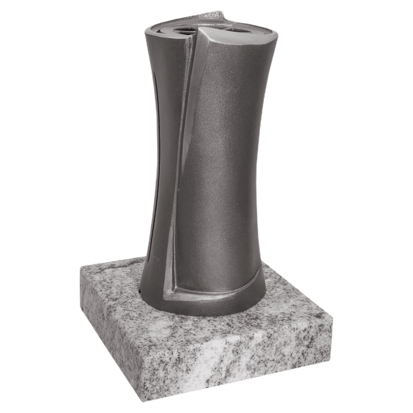 Grabvase 58001 aus Aluminium auf Granitsockel Viscont White