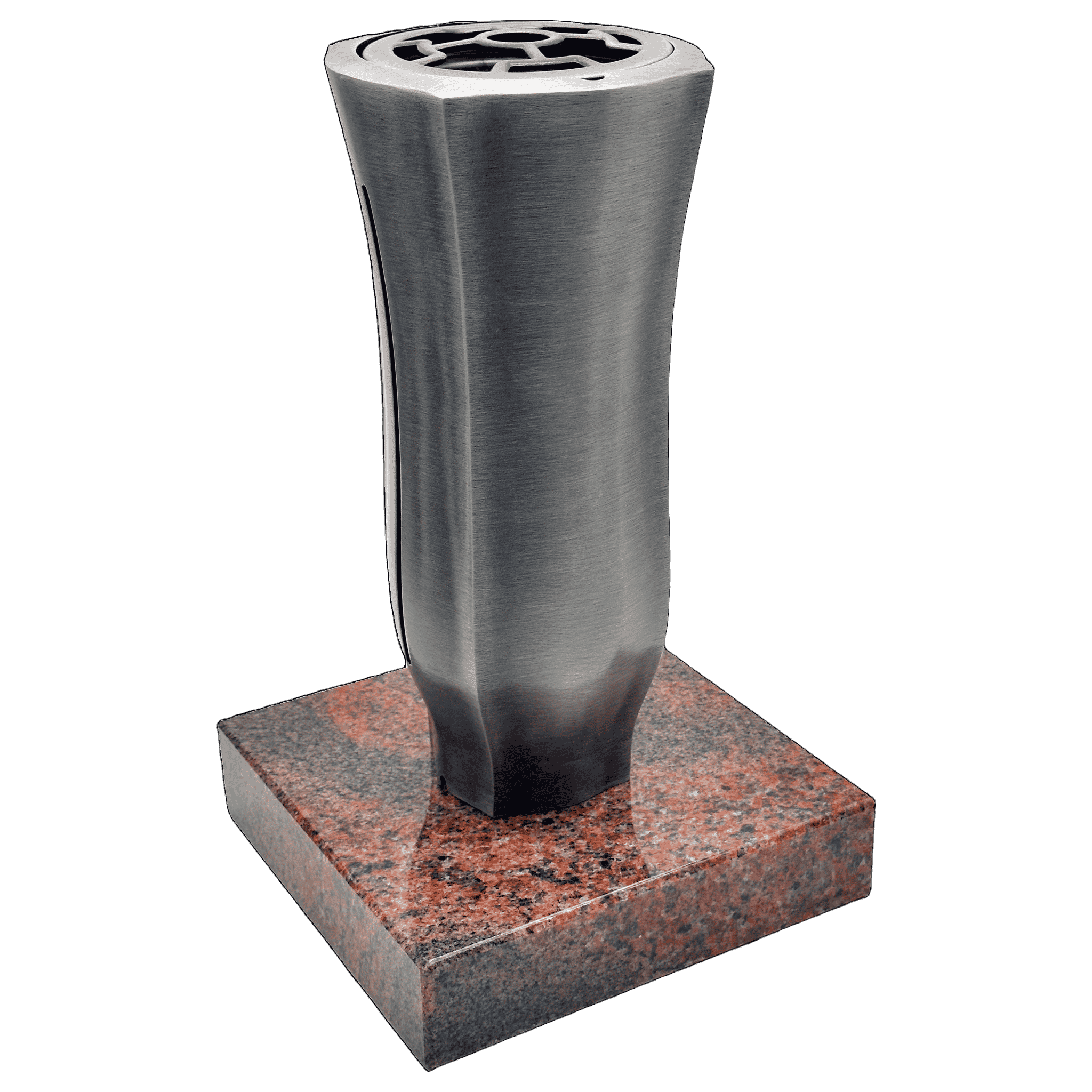 Aluminium Grabvase 98733 mit Granitsockel Multicolor