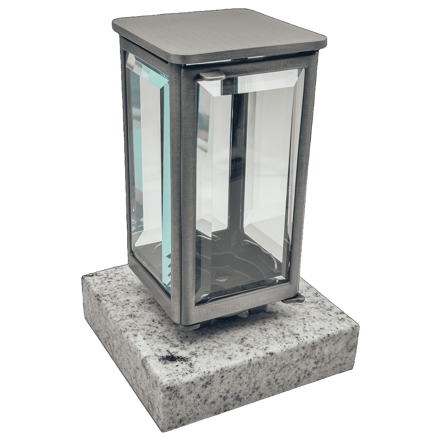Grablaterne 1479 aus Aluminium auf Granitsockel Viscont White