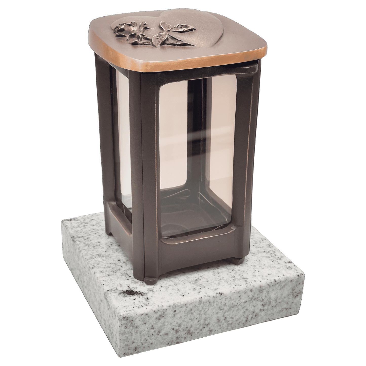 Grablaterne 57174 aus Bronze auf Granitsockel Viscont White