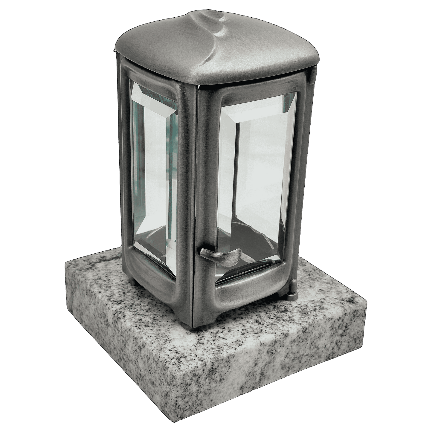 Grablaterne 94720 aus Aluminium auf Granitsockel Viscont White