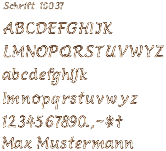 Schrift aus Bronze oder Aluminium Grabschrift 1037 wetterfest
