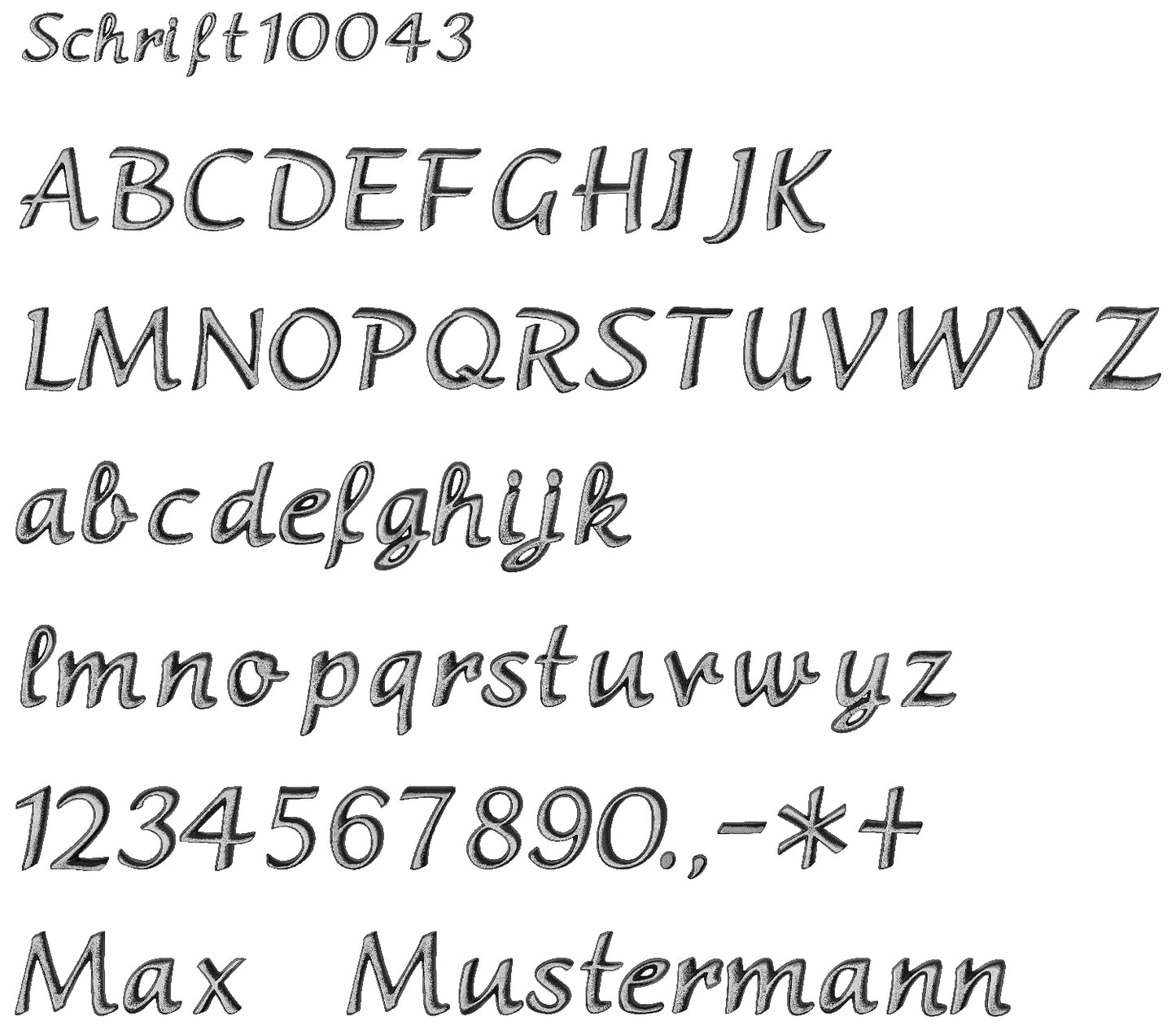 Schrift aus Bronze, oder Aluminium Grabschrift 1043 wetterfest