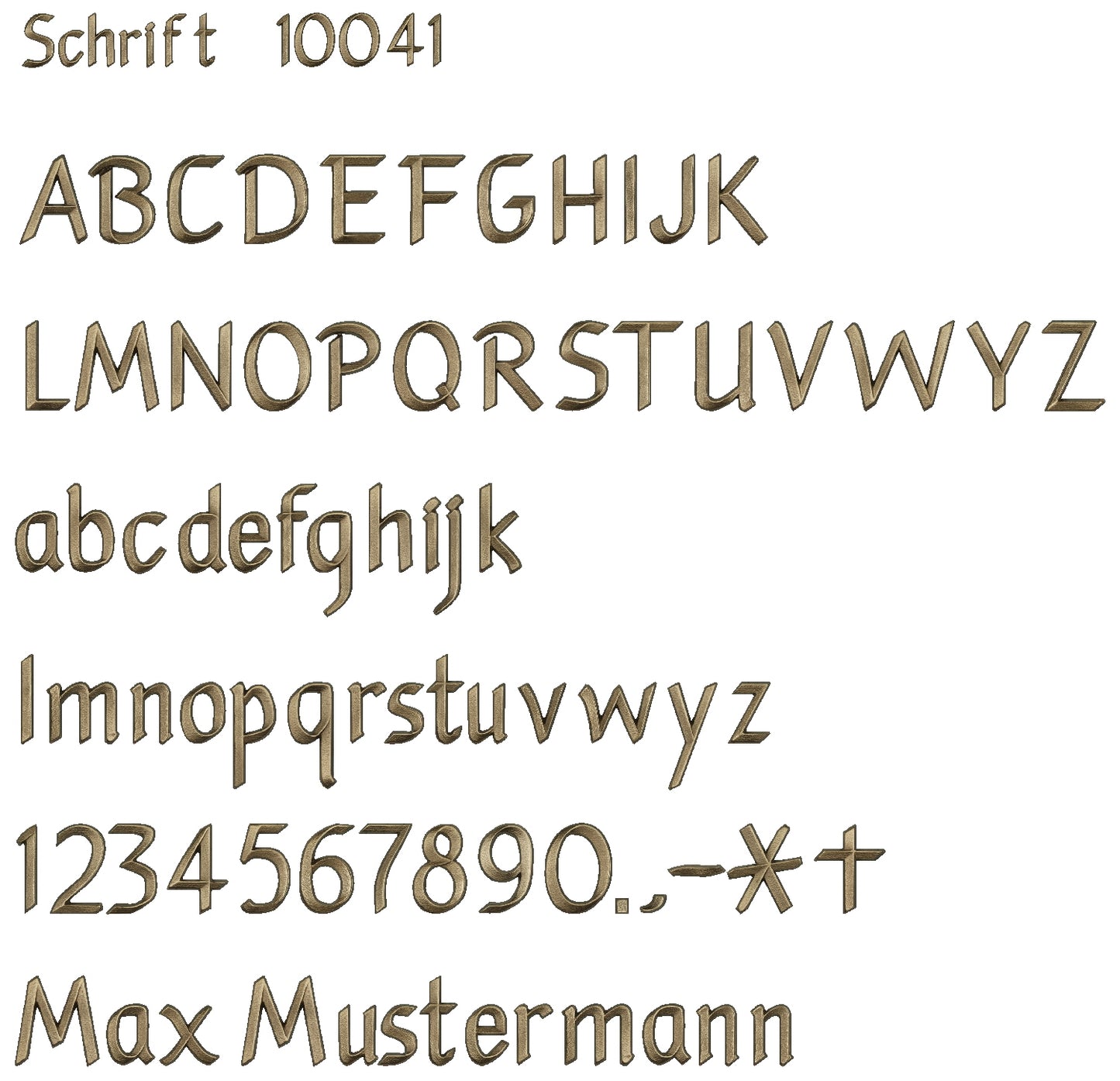 Schrift aus Bronze, oder Aluminium Grabschrift 1041 wetterfest