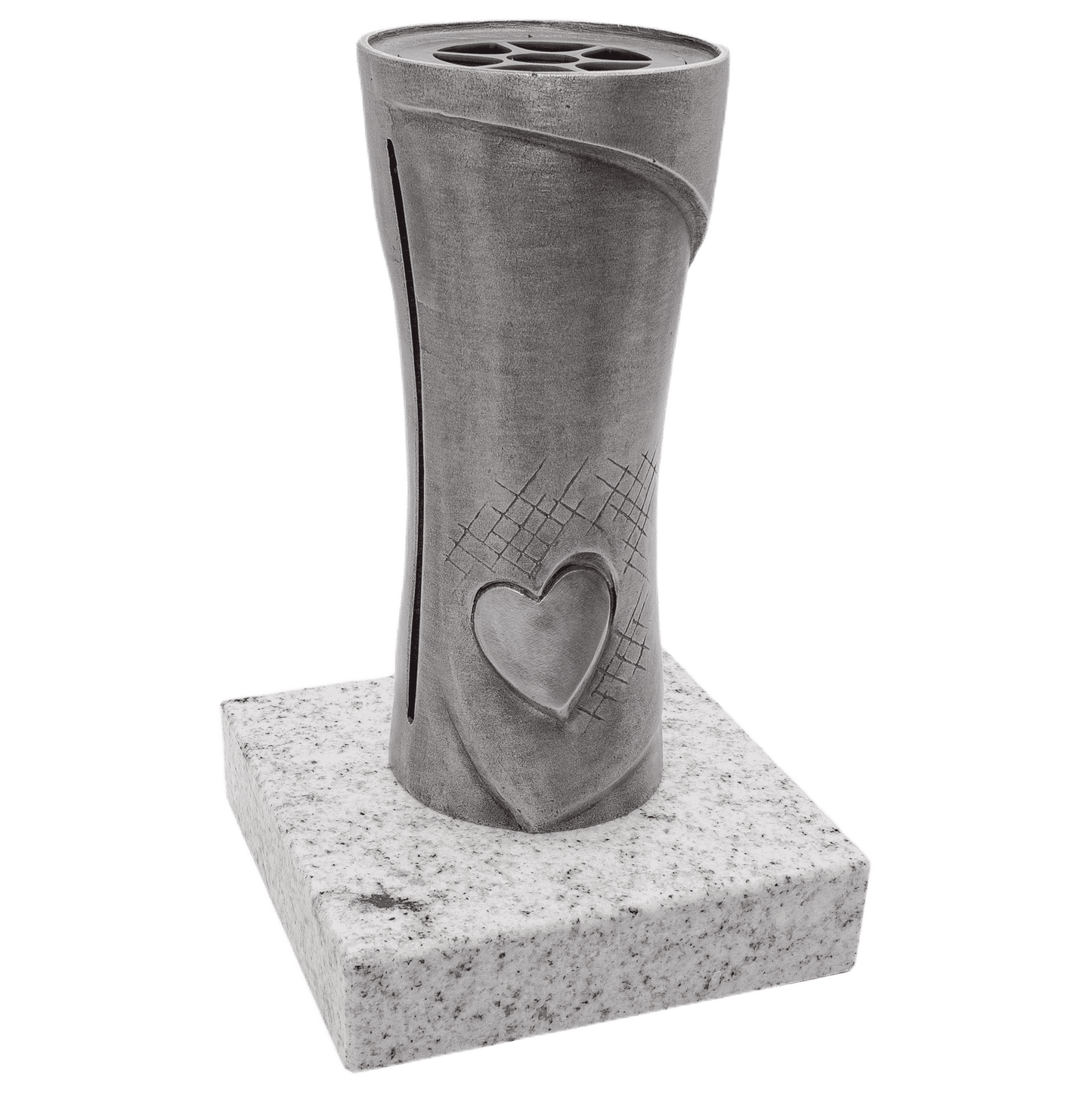 Grabvase 58170 aus Aluminium auf Granitsockel Viscont White