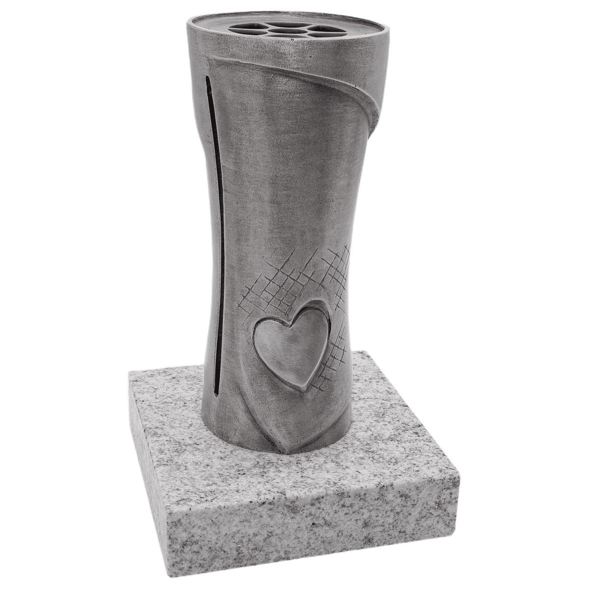 Aluminium Grabvase 58170 mit Granitsockel Viscont White