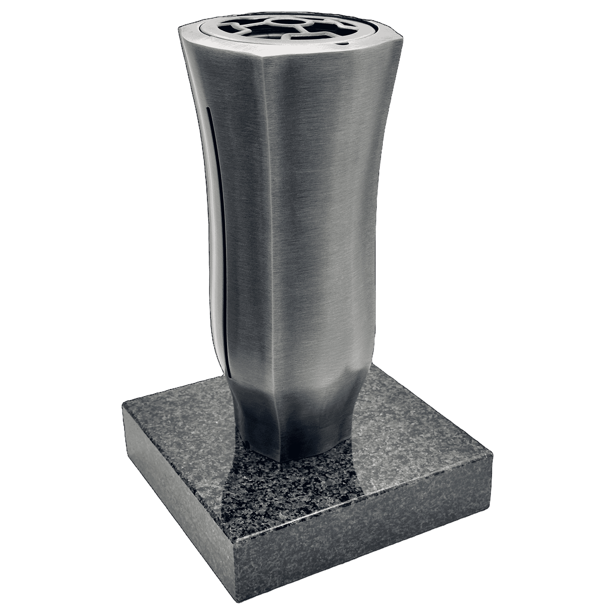 Aluminium Grabvase 98733 mit Granitsockel Nero Impala