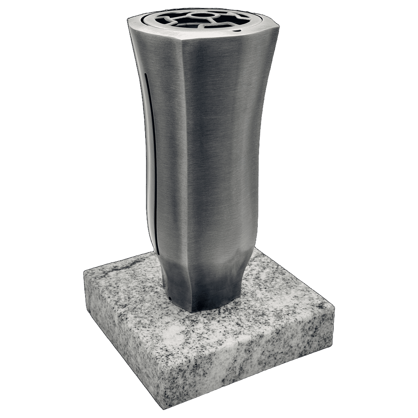 Grabvase 98733 aus Aluminium auf Granitsockel Viscont White